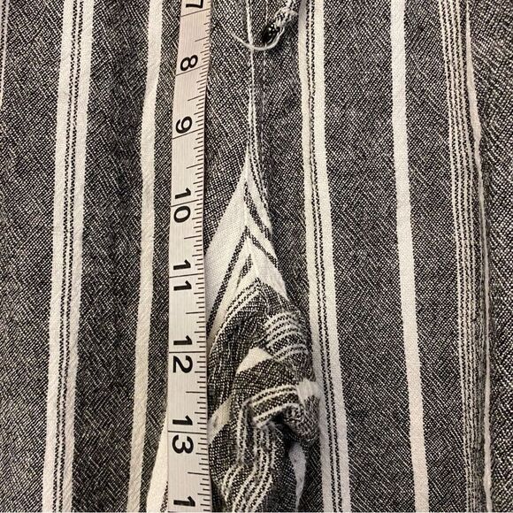 BRIGGS wide leg pull on high rise stripe Gray Linen palazzo pant coastal Beach L - Picture 9 of 11